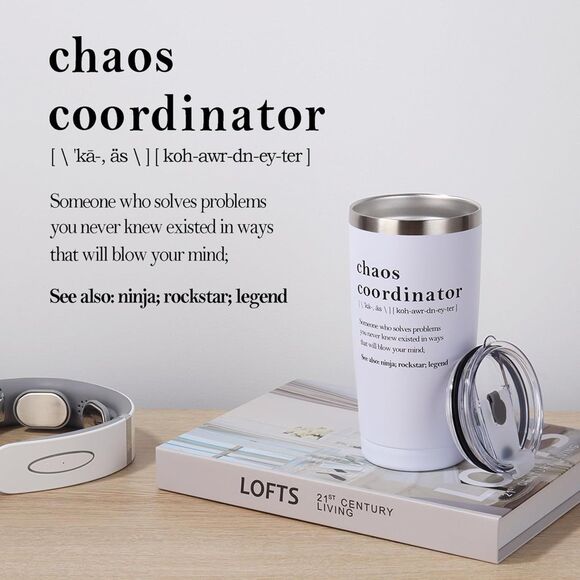 Chaos Coordinator funny mug tumbler office coworker gift 20 Oz white - Picture 4 of 4